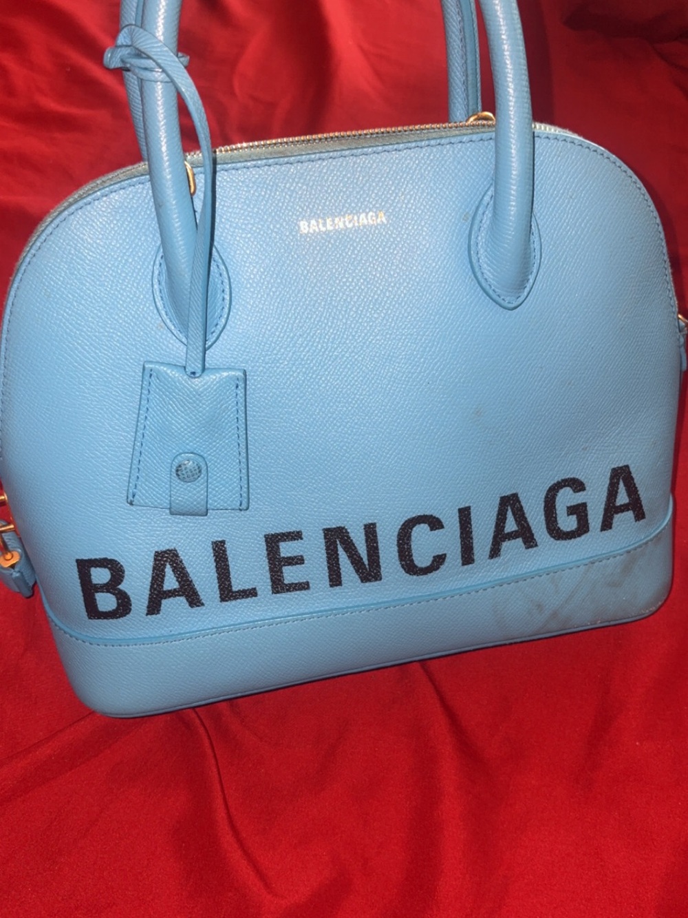 Balenciaga Baby Blue Logo Dome Satchel